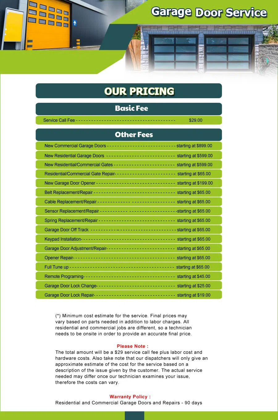 Garage Door 24 Hours Repairs Atlanta, GA 404-736-6328 - price-list-01